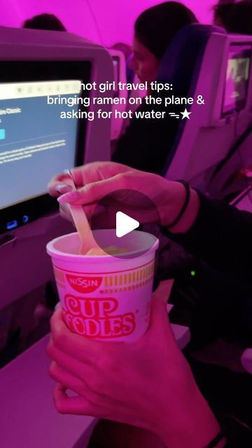 Travel Tips & Dad Joke Hits 🎶 on Instagram: "Finally. Something that won’t cause a stir...  Cup Noodle hacks are our Roman Empire. We’re seasoned with a love of Good Eats (a wonton disregard for sodium), and spiced with an uncanny knack for packing for superb snacking.  Want to be a travel eggs-pert, too? With Spring Break in full swing, you better bowl-ieve preparedness is a thing! So arrive early, #PackSmart, and carry-on kindly. Because the ramen-ifications of anything less could be unsavory.  Need more? Extra helpings are possi-bowl! So scoop up the link in bio to enjoy a heap of customer service options.  #Foodie #Ramen #Airplane   Video credit: @alannahsagici" Airplane Video, Noodle Hacks, Cup Noodles, Video Credits, Break In, Dad Jokes, Roman Empire, Spring Break, Girls Trip