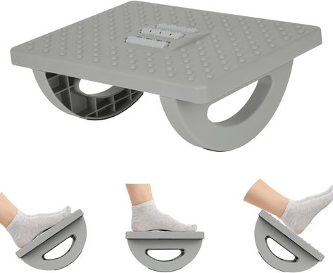 About this item ERGONOMIC ROCKING FOOT REST - Helps improve posture by keeping your legs elevated and foot rested in a more preferred angle. The surface of it covers 13.38 inches long and 9.84 inches wide,making your foot fully rest on it comfortably. Desk At Work, Roller Design, Swollen Legs, Floor Safe, Sitting Posture, Under Desk, Foot Stool, Massage Roller, Improve Posture