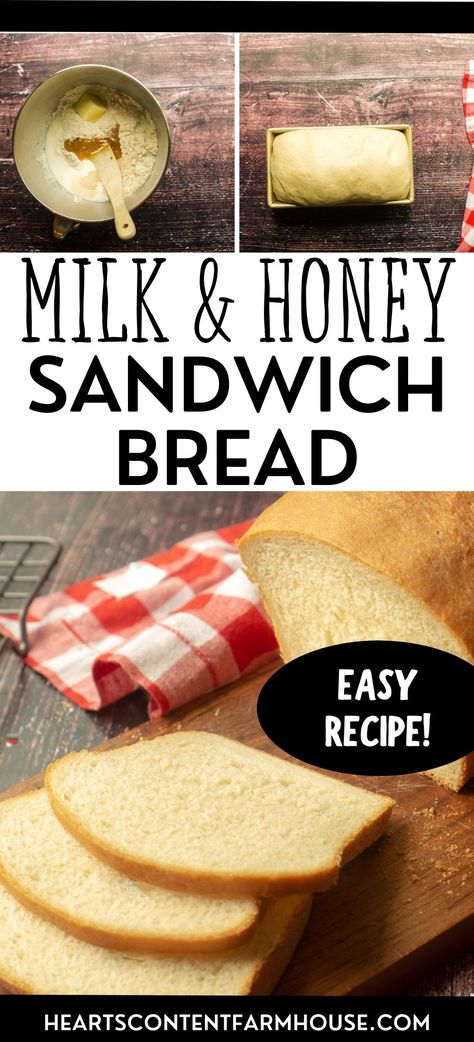 Homemade Honey Sandwich Bread, Buttermilk Sandwich Bread, Sandwich Bread Recipe Honey, Honey White Sandwich Bread, Homemade Honey Bread Recipes, Homemade Bread With Honey, Honey Buttermilk Bread Recipe, Milk And Honey Bread Recipe, Moist Sandwich Bread Recipe