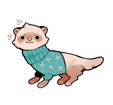 Ferret Art, Cute Animal Art, Cute Ferrets, Animal Doodles, Little Drawings, Cute Doodle, Cute Cartoon Characters, Doodles Drawings, Cute Doodles Drawings