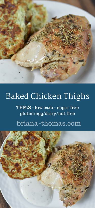 These #Baked #Chicken #Thighs are an #inexpensive #familyfriendly meal.  #THMS, #lowcarb, sugar free, #glutenfree, #eggfree, #dairyfree, #nutfree. #brianathomas #trimhealthymama #thm #healthyeating #healthyrecipes #recipes  #sugarfree #lowglycemic #healthyfats #dinner #entree Briana Thomas, Thm Dinner, Trim Healthy Momma, Asparagus Recipes, Trim Healthy Mama Recipes, Chicken Thigh Recipes Baked, Thm Recipes, Baked Chicken Thighs, Thigh Recipes