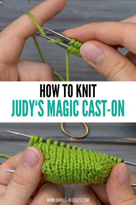 Magic Cast On Knitting, How To Knit Two Socks At Once, Judy's Magic Cast On, Hand Knitted Socks For Women, Judy's Magic Cast On Tutorials, Judy’s Magic Cast On For Socks, Cast On Knitting Tutorials, How To Knit For Beginners, Unique Knitting Projects