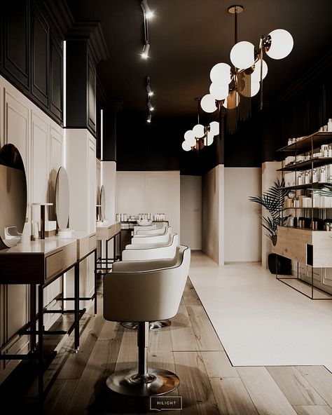 French Salon Interior, Salon Seating Area, Barbershop Interior Design, Hair Salon Interior Design, Salon Interior Design Ideas, Interior Design Color Schemes, Nail Salon Interior Design, Beauty Salon Interior Design, Nail Salon Interior