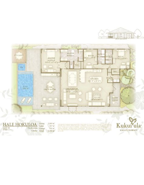 Hawaiian House Plans, Floor Plan Two Story, Small Brick House, Homes In Hawaii, Hawaiian House, Brick House Plans, Craftsman Floor Plan, Cottage Floor Plan, Chic House