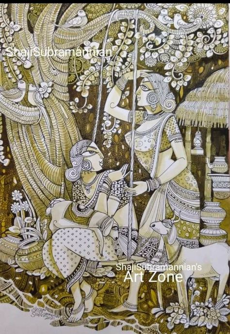 Bengali Art Paintings, Thooli Art, Phad Painting, Mural Art Design, Gond Painting, Ganesh Art Paintings, Bengali Art, Pen Art Work, Indian Art Gallery