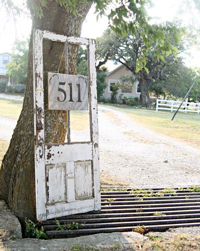 An old door posing as a house number frame... very cool! By The Pennington Point via HomeTalk Upcycled Old Doors, Repurposed Doors, Old Screen Doors, Door Projects, Doors Repurposed, Old Windows, Old Door, Old Doors, House Number