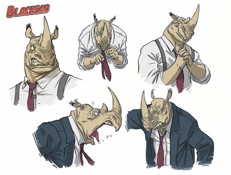 ArtStation - Blacksad: Under the Skin - Rhino Character, OB Studios Rhinoceros Character Design, Rhino Anthro, Rhino Character Design, Rhino Character, Rhino Cartoon, Rhino Drawing, Rhino Art, Disney Art Style, Adventure Video