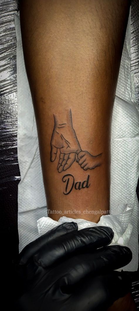 Father Daughter Hand Tattoos, Father Related Tattoo, Tattoos For Your Son Dads, Tattoo Ideas For Father And Son, Tattoo Ideas For Dads With Sons, Tattoos For Your Father, Fathers And Daughters Tattoo, Never Fold Never Back Down Tattoo, Small Tattoo Ideas For Parents