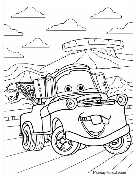 24 Disney Cars Coloring Pages (Free PDF Printables) Tow Mater Coloring Pages, Lightning Mcqueen Coloring Pages, Race Car Coloring Pages, Alphabet Animals, Cars Coloring, Tow Mater, Disney Free, Birthday Coloring Pages, Cars Coloring Pages