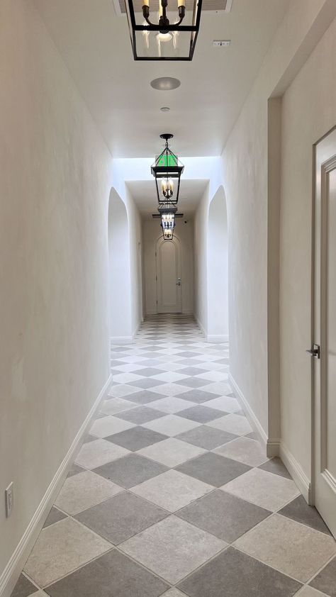 Checkered Floor Kitchen, Hall Tiles, Checkered Floor, Entryway Tile, Tiled Hallway, Checkerboard Floor, Hallway Flooring, Flipping Houses, Pantry Design