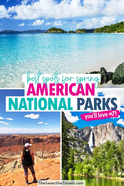 The most amazing spring destinations in the US! These US national parks are so perfect to visit in the springtime! Whether you're looking for a spring break vacation or to see the wild flowers bloom and visit with less crowds, the US has some pretty spectacular national parks. Check out the list and start planning today! | US national parks | national parks trips | national parks in the US | beautiful national parks | US national parks list | US national parks aesthetic | American national parks America National Parks, National Park Trips, National Parks With Kids, National Parks List, Us National Parks List, Parks Aesthetic, National Parks In The Us, Us National Parks Map, Beautiful National Parks