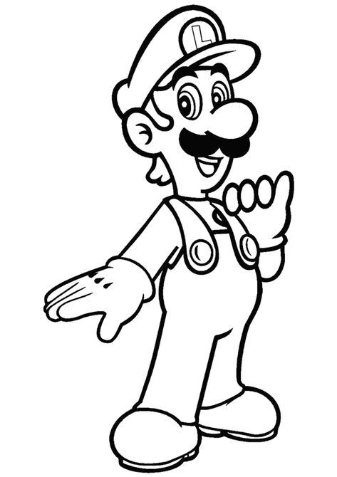 Dibujo para colorear el personaje Luigi de Super Mario Bros Luigi Coloring Pages, Mario Und Luigi, Mario Coloring, Super Mario Coloring Pages, Super Mario And Luigi, Mario Coloring Pages, Cartoon Coloring, Color Pages, Easy Coloring Pages