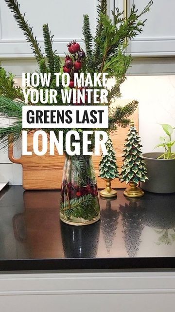 Christmas Greens In Vase, Fresh Garland, Fresh Garlands, Winter Greens, Tall Glass Vase, Tall Floor Vases, Christmas Vases, Greenery Bouquet, Christmas Bouquet