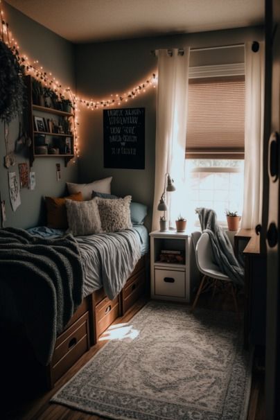 College Dorm Rooms, College Dorm, Dorm Room, Tiny House, Curtains