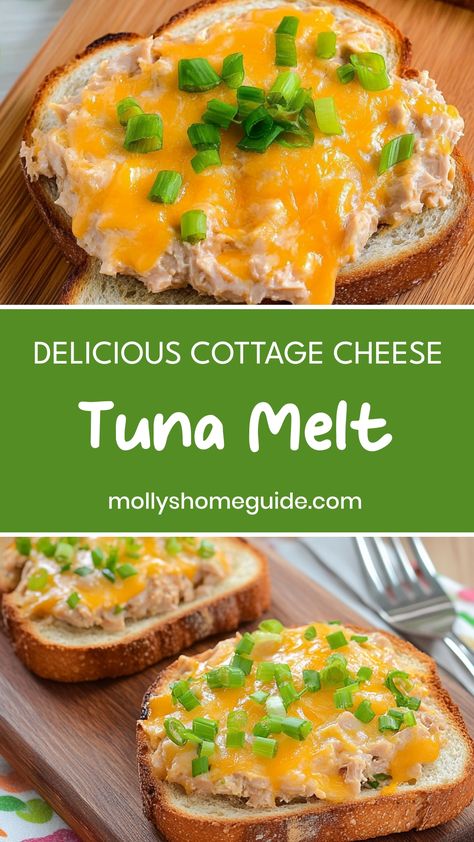 Indulge in the ultimate comfort food with this delicious cottage cheese tuna melt recipe. Made with creamy cottage cheese, flavorful tuna, topped with gooey melted cheese on hearty bread - it's a satisfying and easy meal for lunch or dinner. Elevate your sandwich game and try this tasty twist on a classic favorite. Perfect for a quick weeknight meal or weekend lunch, this cottage cheese tuna melt is sure to become a go-to in your recipe collection.

Ingredients
140g (5oz) tuna in water, well dra Cottage Cheese Tuna Melt, Cottage Cheese And Tuna, Cottage Cheese Recipes Lunch, Cottage Cheese Dinner Recipes, Cottage Cheese Savory, Tuna And Cottage Cheese, Cottage Cheese Tuna, Cottage Cheese Lunch, Tuna Cottage Cheese