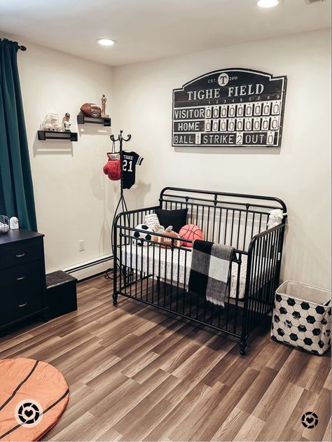 Sport Theme Bedroom, Sports Theme Bedroom, Boys Sports Bedroom, Baseball Nursery Theme, Vintage Sports Nursery, Football Nursery, Sports Themed Bedroom, Sports Room Boys, Boy Sports Bedroom