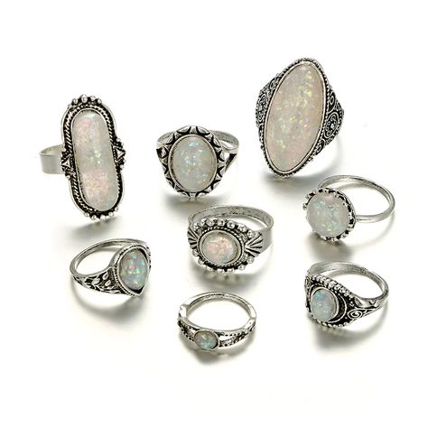 Antique Ring Settings, Bohemian Style Rings, Bohemian Jewels, Antique Rings Vintage, Rings Sets, Color Rings, Ring Sets Boho, Antique Silver Rings, Silver Ring Set