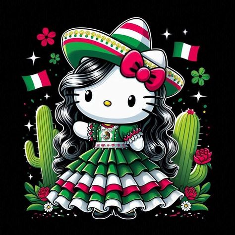 Mexican Hello Kitty Wallpaper, Mexico Hello Kitty, Mexican Cartoon Characters, Mexican Hello Kitty, Mexican Pfp, Pants Painting, Mexican Pictures, Latina Vibes, Mexican American Culture