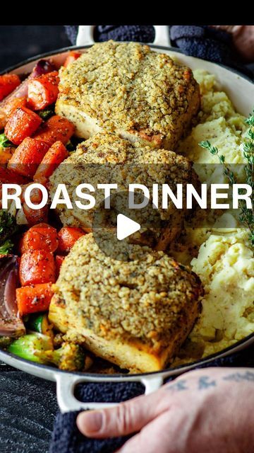 Derek Sarno on Instagram: "WHOLE CRUSTED TOFU ROAST DINNER that will change your life 🔥🌱.   Sharing my easy and awesome any day roast dinner, Chef tips, and hacks in the kitchen AND how to make it fast and delicious for the whole family, parties or just YOU!   FULL RECIPE up on my You Tube. Appreciate you, d  #roastdinner #veggie #tofu #gravy #youtube" Derek Sarno Recipes, Vegetarian Entrees, Roast Dinner, Gravy, Vegan Recipes, Chef