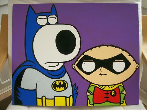 Painting Ideas On Canvas South Park, Dc Canvas Painting, Kaw Paintings On Canvas, Cartoon Characters Paintings Easy, Cartoon Canvas Art Paintings, Family Guy Painting Canvases, Cool Paintings For Guys, Acrylic Painting Cartoon Characters, Disney Character Paintings