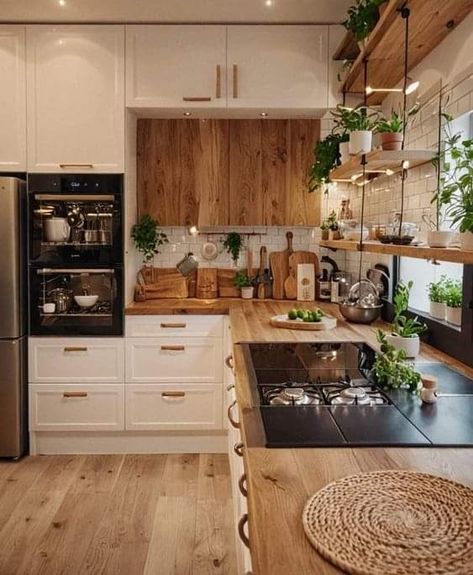 Cozy Kitchen, Apartment Decor Inspiration, Kitchen Inspiration Design, Apartment Kitchen, Decor Minimalist, Kitchen Inspo, White Cabinets, Kitchen Style, Dream Home Design