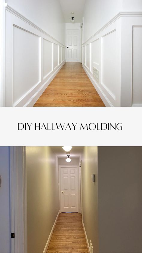 Hallway Molding, Lambriseringen Gang, Wainscoting Hallway, Living Room Minimalist, Hallway Makeover, Wainscoting Styles, Room Minimalist, Bench With Drawers, Narrow Hallway Decorating