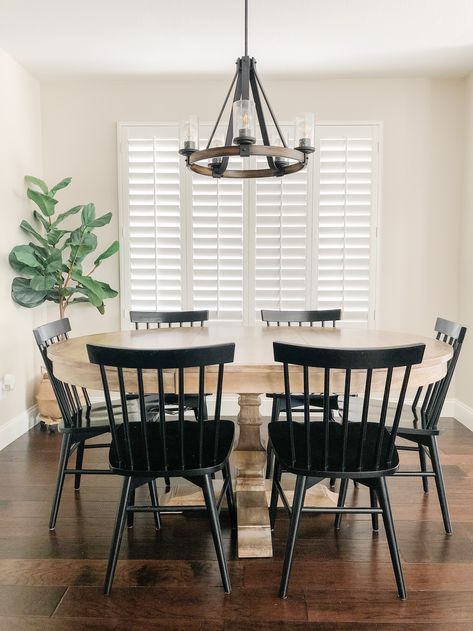 Cream Table With Black Chairs, Wooden Dining Room Table With Black Chairs, Black Vs White Dining Chairs, Bleached Table With Black Chairs, Bleached Wood Table With Black Chairs, Light Wood Table Black Chairs, Dark Oval Dining Table, Black Wood Oval Dining Table, Farmhouse Dining Table Black Chairs