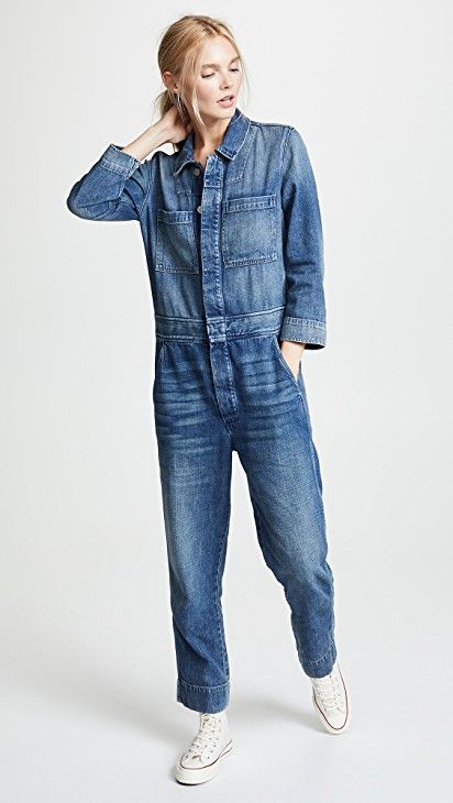 Cold Weather Dresses, Denim Jumpsuits, Jumpsuit Style, Cold Weather Outfit, Jeans Overall, All Jeans, Casual Styles, Minimal Chic, Faded Denim