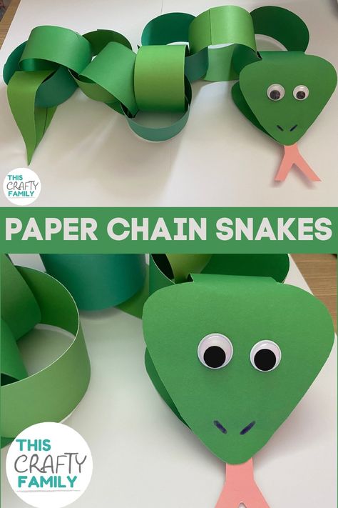 This adorable paper chain snake craft is perfect for kids of all ages! Jungle Toddler Activities, Reptile Crafts, Jungle Vbs, Jungle Animal Crafts, Safari Crafts, Jungle Crafts, Animal Crafts Preschool, Zoo Crafts, Camping Room