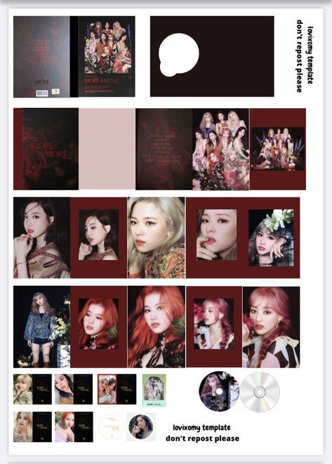 Mini Album Template, Twice More & More, Album Kpop, Diy Mini Album, Album Template, Twice Album, Kpop Albums, Los Sims, More More