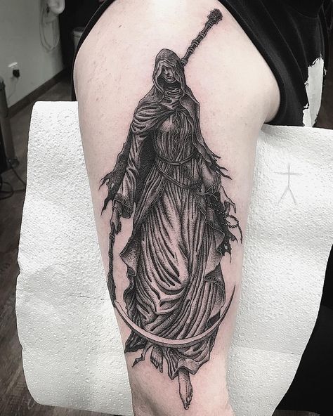 Dark Souls Sister Friede Tattoo, Dark Soul Tattoo, Dark Souls 3 Tattoo, Daredevil Tattoo, Sister Friede, Bloodborne Tattoo, Dark Souls Tattoo, Soul Tattoo, Bull Tattoos