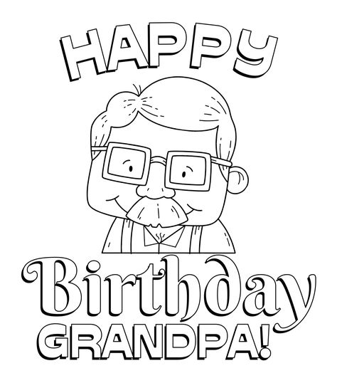 Happy Birthday Grandpa Coloring Page, Happy Birthday Grandpa Card Diy, Happy Birthday Grandpa Card, Birthday Cards For Grandpa, Birthday Card For Grandfather, Birthday Card For Grandpa, Birthday Drawings, Snowflake Making, Grandpa Birthday Card