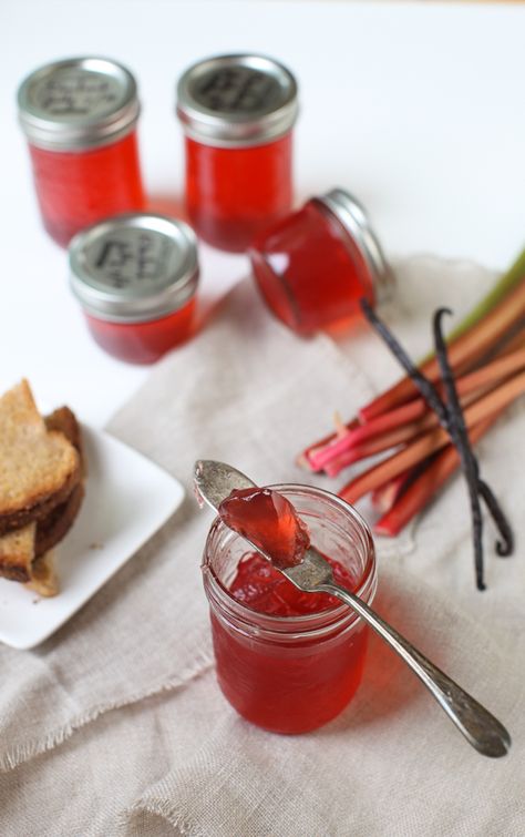 Rhubarb Vanilla Bean Jelly from @simplebites Rhubarb Jelly, Canning Jam, Jelly Recipe, Jam And Jelly, Rhubarb Recipes, Jelly Recipes, Jams & Jellies, Jam Recipes, Canning Recipes