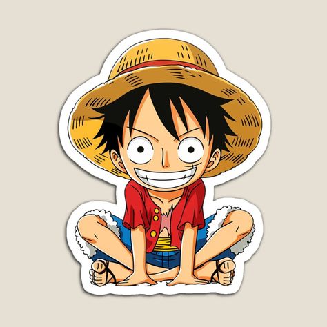 Get my art printed on awesome products. Support me at Redbubble #RBandME: https://www.redbubble.com/i/magnet/Monkey-D-Luffy-by-HANGLEMAN/161040141.TBCTK?asc=u One Piece Characters Design, One Piece All Characters, Luffy Sticker, One Piece Stickers, One Piece Chibi, One Piece Birthdays, One Piece Logo, Android Wallpaper Art, Soccer Birthday