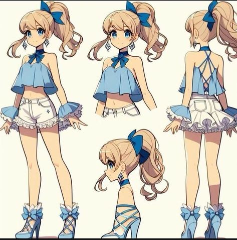 Anime Ponytail, Cute Anime Outfits, Cottagecore Wallpaper, Animated Clothes, Eye Drawing Tutorials, Art Manga, Character Poses, Character Sheet, Dreamy Art