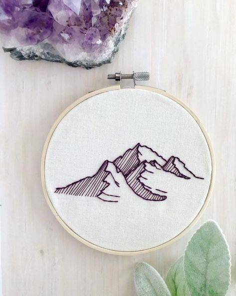 Mountain Embroidery Hoop Wall Art | Boho Decor | Embroidery Hoop Art | Minimalist Decor | Dorm Decor Embroidery Hoop Art Tutorial, Mountain Embroidery, Hoop Art Wall, Hoop Wall Art, Embroidery Hoop Wall, Tree Embroidery, Embroidery Hoop Wall Art, Embroidery Stitches Tutorial, Embroidery Patterns Vintage