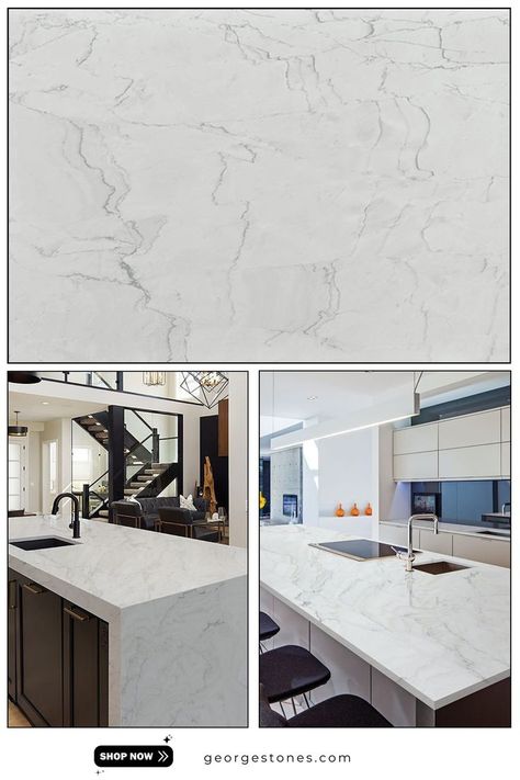 Here is Calacatta Montreal Quartzite Creamy Background, Be Bold, Design Style, Get Inspired, Living Area, Montreal, Kitchen Remodel, Natural Stone, Timeless Elegance