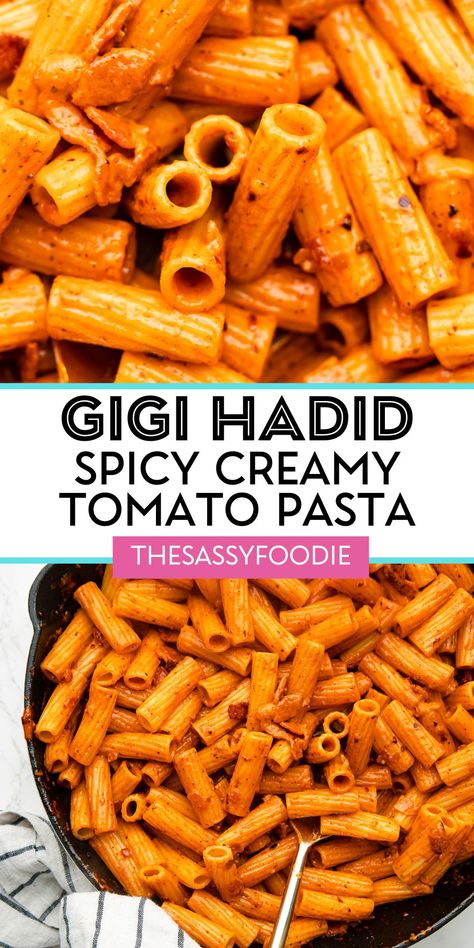 If you are an avid tiktok scroller - like me - you are bound to have seen the viral Gigi Hadid creamy vodka pasta circulating on the app. This version of the viral Gigi Hadid pasta has the right balance of smokiness, spice and luxurious creaminess, making for a perfect pasta dish. The best part is, this pasta comes together in under 20 minutes, and actually requires no alcohol! Hailey Bieber Pasta, Bella Hadid Pasta, Gg Hadid Pasta Recipe, Vodka Sauce Recipe Gigi Hadid, Bella Hadid Pasta Recipe, Gigi Hadid Pasta No Vodka, Creamy Vodka Pasta, Vodka Pasta Recipe Gigi Hadid, Gigi Hadid Vodka Pasta