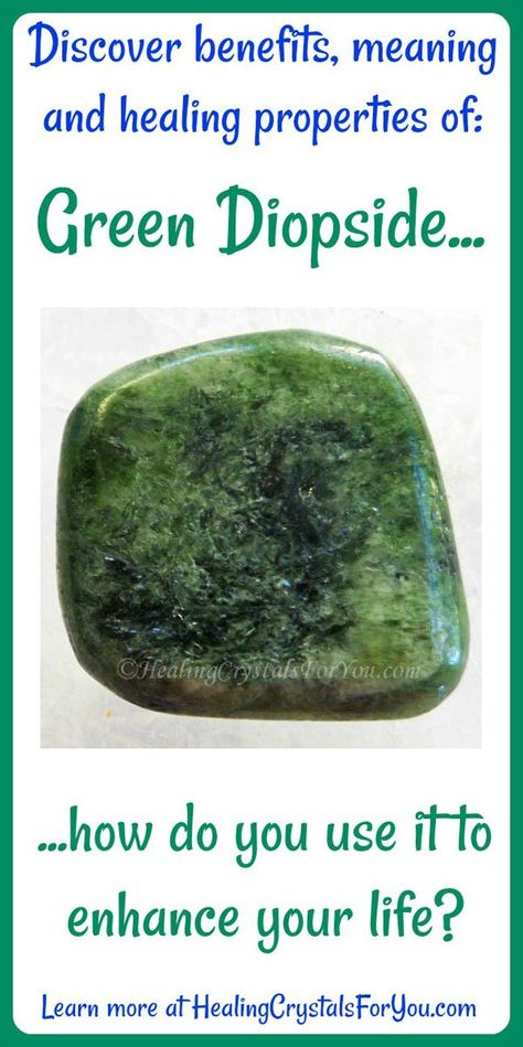 Crystal Properties and Meanings Green Diopside #GreenDiopside connects you to #MotherGaia #relievesstress and #grief #aidshealing #emotionally and #physicalhealing Diopside Meaning, Crystal Benefits, Crystal Identification, Mother Gaia, Rock Collecting, Healing Crystals For You, Witch Signs, Physical Healing, Crystal Properties