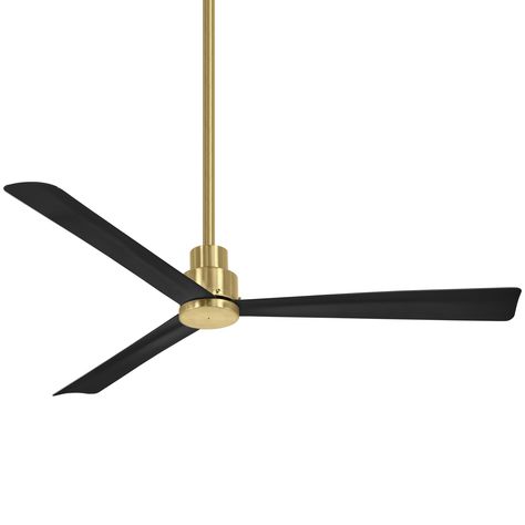 52-3-Blade-Ceiling-Fan-in-a-Soft-Brass-Finish-with-Coal-Blades Star Ceiling, Minka Aire, Outdoor Fan, Outdoor Ceiling, Flat White, Ceiling Fan With Remote, Outdoor Ceiling Fans, Energy Star, Sloped Ceiling