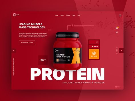 Whey Protein E-commerce UI by Pablo Barzet 👌 Product Card, Ecommerce Web Design, Ecommerce Website Design, Web Layout, Website Design Inspiration, Ux Ui, Landing Page Design, Whey Protein, Ecommerce Website