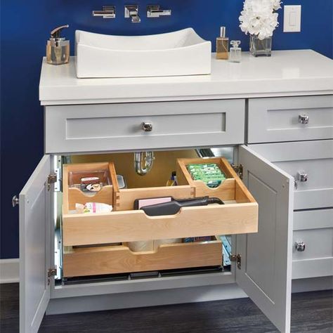 Rev-A-Shelf U-Shape Under Sink Pullout Organizer Bathroom Below Sink Storage, Bathroom Vanity Organization Under Sink, Under Vanity Storage, Bathroom Vanity Organization, Under Kitchen Sink Organization, Small Bathroom Organization, Bathroom Organization Diy, Under Sink Storage, Rev A Shelf