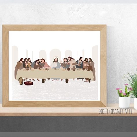 Jesus Last Supper Digital Download, Last Supper Print, Upper Room Wall Art, Last Supper Home Decor, Last Supper Digital Illustrationast Last Supper Art, Jesus Last Supper, Digital Inspiration, The Last Supper, Online Digital, Original Pastel, Last Supper, Beige Walls, Christian Wall Art