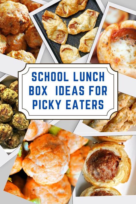 Collage of recipes for school lunch ideas. Cold Lunch Ideas For Kids, Lunch Ideas For Picky Eaters, Cold School Lunches, Toddler Friendly Meals, Easy School Lunches, School Lunch Ideas, Cold Lunches, Fun Lunch, Making Lunch