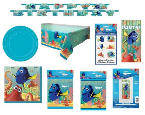 PRICES MAY VARY. Finding Nemo Dory Birthday Party Supplies Bundle Set includes: 16 blue paper plates, 16 dessert cake paper napkins 2-ply 5", 1 plastic table cover 54" x 84", 1 Happy Birthday banner 6ft long, 1 plastic door poster 27"x60", 16 plastic favor loot bags, 24ct party favor tattoos. Finding Nemo Dory Birthday Party Supplies Bundle Set includes 16 Blue paper plates, 16 Beverage Cake Paper Napkins 2-Ply 5", 1 Plastic Table Cover 54" x 84", 1 Happy Birthday banner 6ft long, 1 plastic door Dory Birthday Party, Dory Birthday, Dory Party, 1 Happy Birthday, Nemo Dory, Cake Paper, Door Poster, Plastic Table Covers, Plastic Table