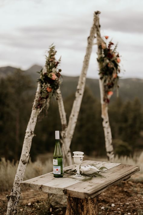 Planning a Colorado wedding? Let K+S's Mountain Top Micro Wedding at The Spires Ranch be your guide. It's all about intimacy, the great outdoors, and creating a special day that's as unique as your love story. #coloradoweddingphotographer #elopementphotographer #mountainwedding #weddinginspo #weddingdetails #weddingflorals #weddingarch #weddingceremonybackdrop Mountain Backdrop Wedding, Cheap Mountain Wedding, Mountain Wedding Arch, Small Mountain Wedding, Mountain Micro Wedding, Alpine Wedding, Boho Mountain Wedding, Mountain Wedding Decor, Outdoorsy Wedding