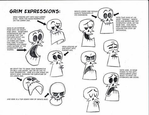 The Grim Adventures of Billy and Mandy Grim Reaper Cartoon, Billy And Mandy, Grim Adventures, Animation Schools, Old Cartoon Network, Expression Sheet, Character Model Sheet, Model Sheet, Cartoon Tattoos