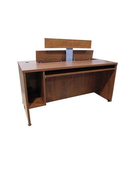 Hidden Monitor, Office Craft Space, Dual Monitor Desk, Hidden Desk, Lift Desk, Barn House Interior, Monitor Desk, Wood Office Desk, Studio Desk