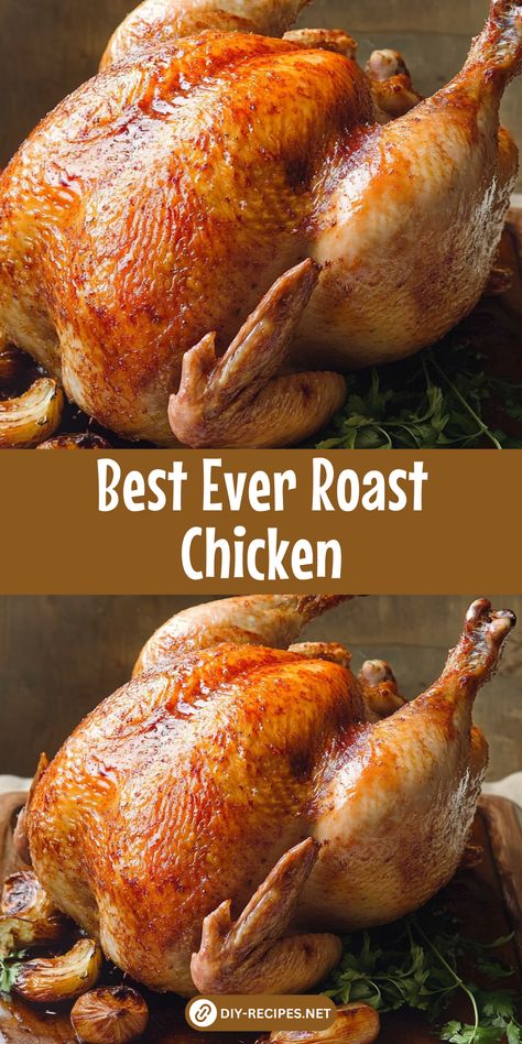 Discover the best roast chicken recipe ever! This juicy chicken is seasoned with a garlic herb butter, roasted to perfection with lemon and wine. Roasted Hen Recipe Ovens, Full Chicken Roast, Best Roasted Chicken Recipe, Roast Chicken Oven, Roasted Chicken Whole, Roasted Chicken Recipes, Best Roast Chicken Recipe, Roast Chicken Seasoning, Best Roast Chicken