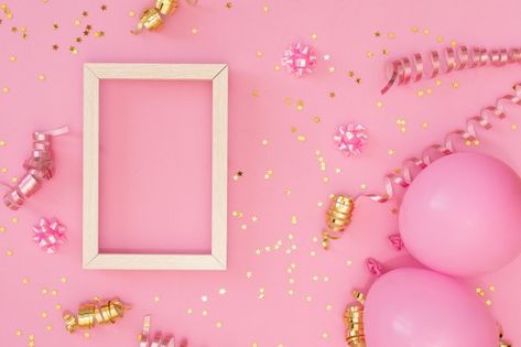 Photo frame mock up with space for text,... | Premium Photo #Freepik #photo #background #frame #birthday #gold Birthday Tarpaulin Background, Pink Birthday Background, Bday Background, Birthday Tarpaulin, Baby Dedication Invitation, Birthday Tarpaulin Design, Birthday Photo Background, Dedication Invitations, Tarpaulin Design